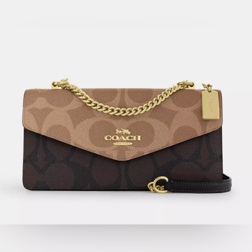 Klare Envelope Crossbody in Blocked Signature Coated Canvas